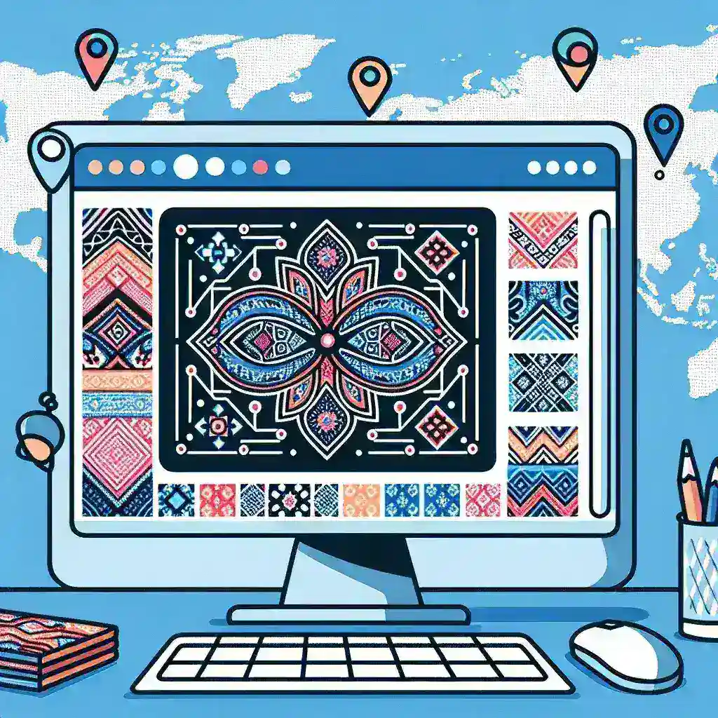 "Ilustrasi teknologi identifikasi otomatis motif batik berdasarkan daerah asal, menampilkan berbagai motif batik tradisional dari Indonesia dengan fokus pada keunikan desain dan warna."