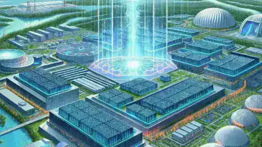 "Data center in Indonesia showcasing AI-ready technology with a capacity growth to 743 MW, highlighting advancements in infrastructure for artificial intelligence and data processing."